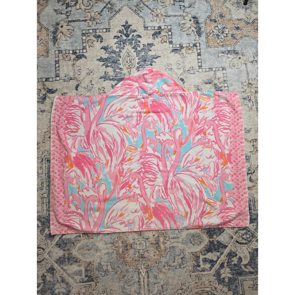 Lilly Pulitzer x Pottery Barn Kid Pink Colony Flamingo Hooded Cotton Beach Towel
